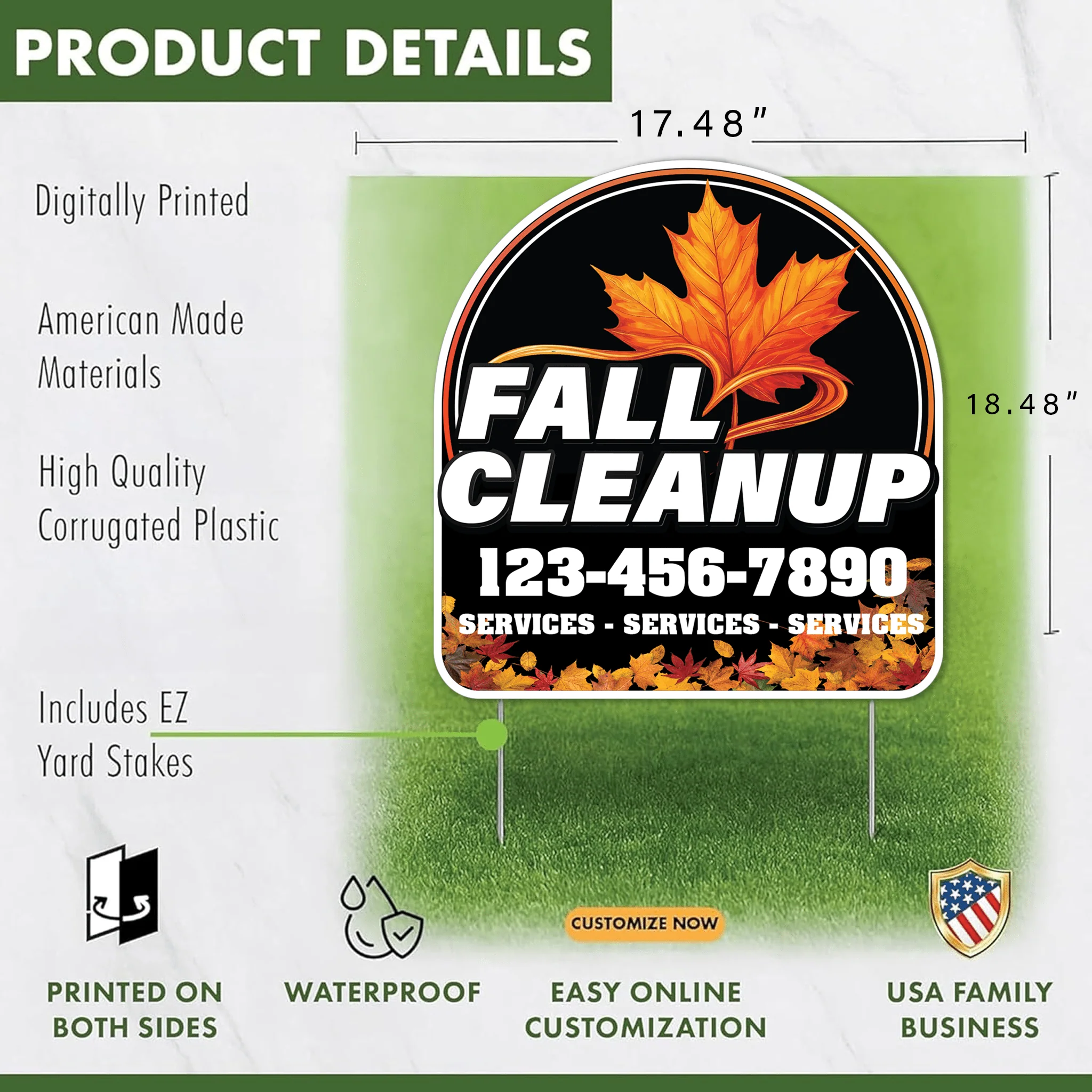Custom Fall Cleanup Yard Signs | 10-Pack | 20 EZ Stakes Included - Image 3