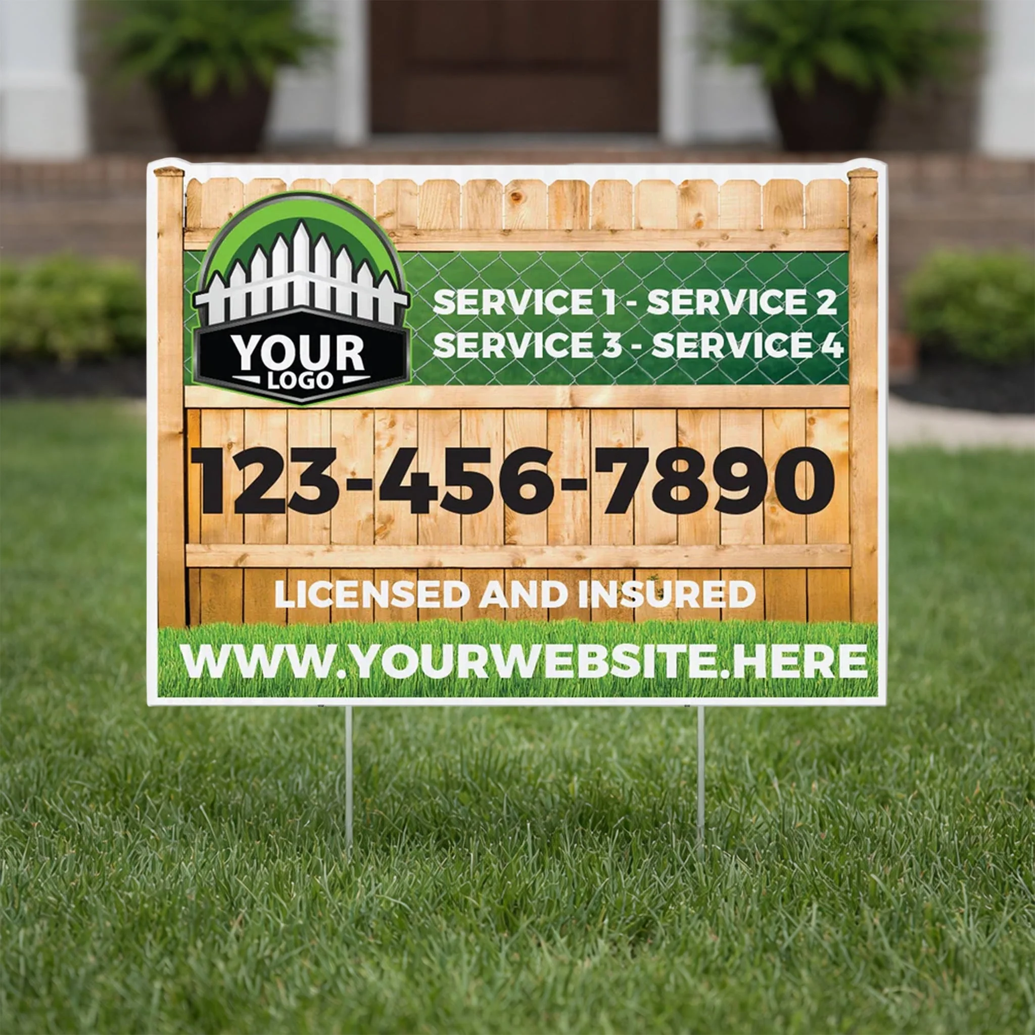 Custom Fence Company Yard Signs | 10-Pack | 20 EZ Stakes Included