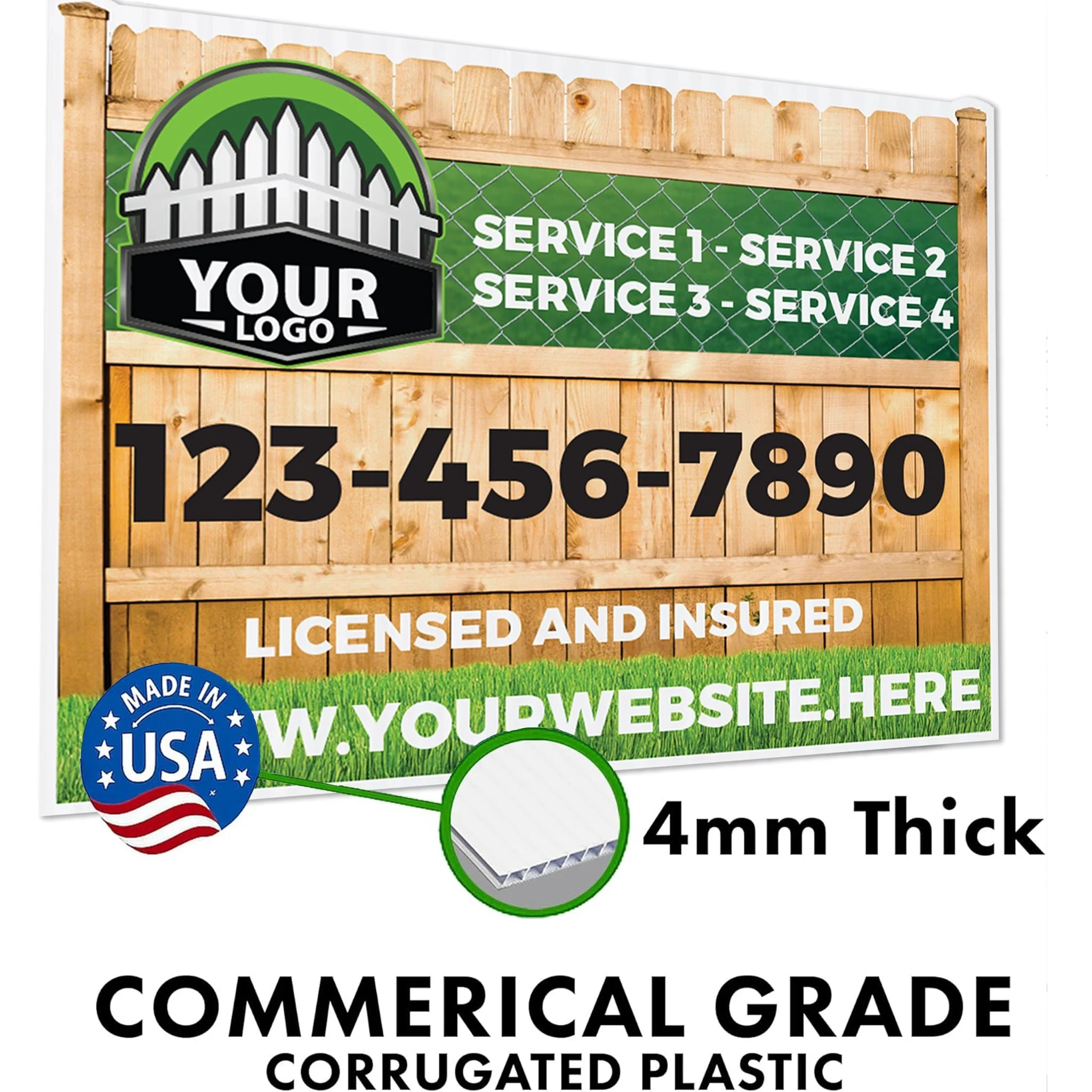 Custom Fence Company Yard Signs | 10-Pack | 20 EZ Stakes Included - Image 4
