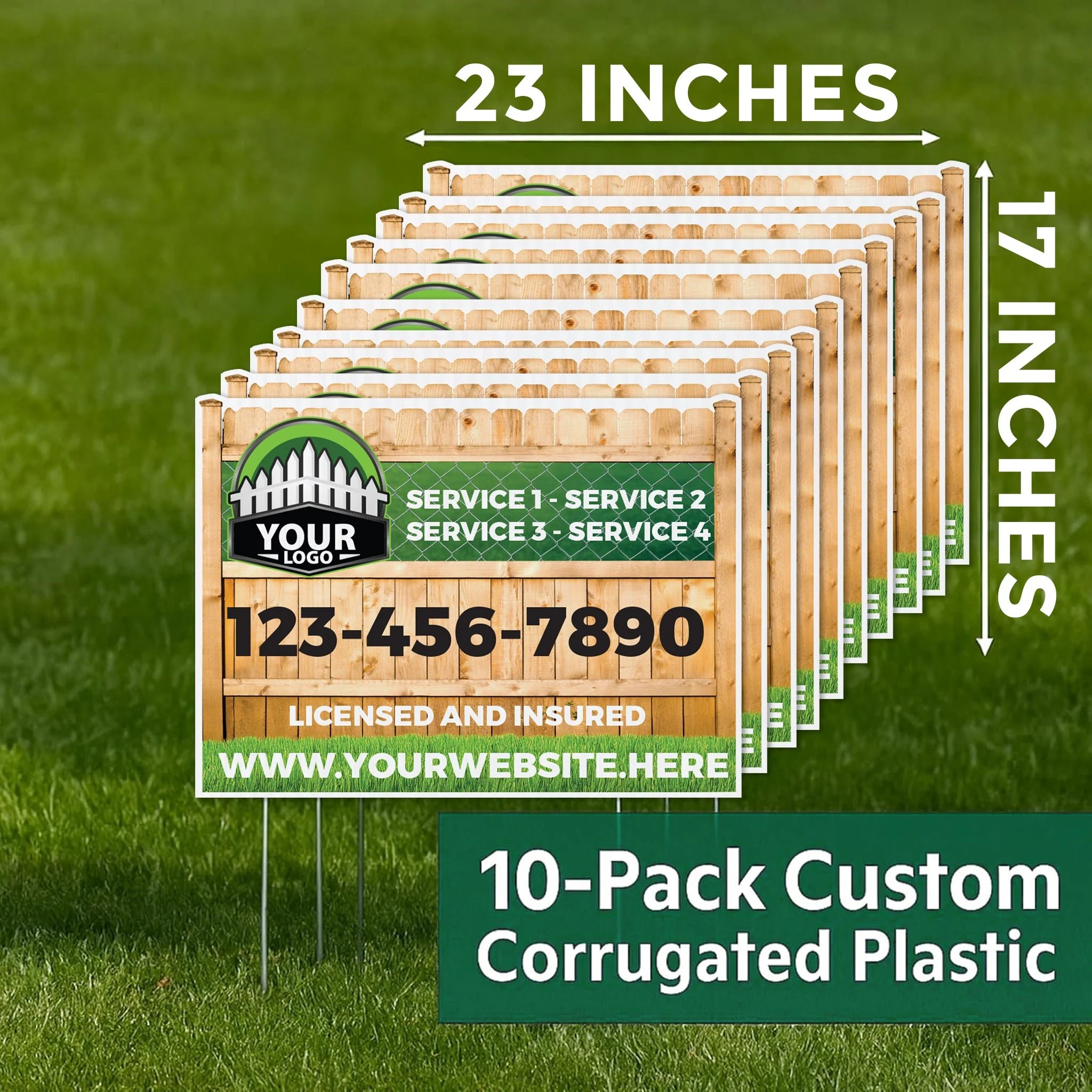 Custom Fence Company Yard Signs | 10-Pack | 20 EZ Stakes Included - Image 5