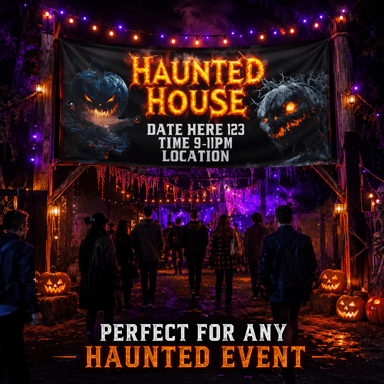 Custom Halloween Haunted House Banner, 4x8 ft - Image 6