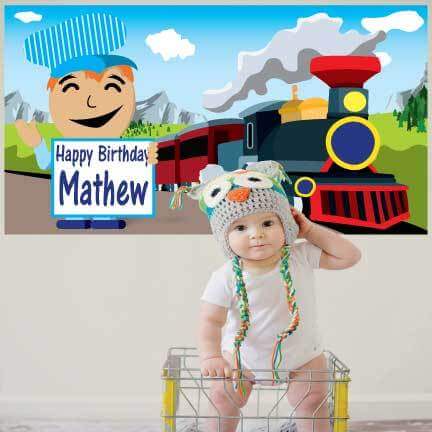 Custom Happy Birthday Train Banner