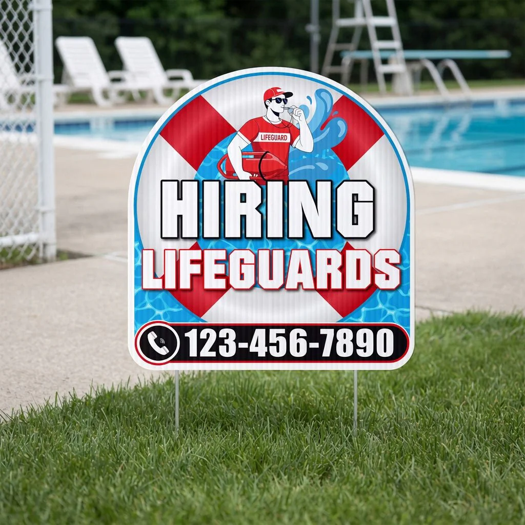 Custom Hiring Lifeguards Yard Sign | 10-Pack | 20 EZ Stakes Included - Image 5