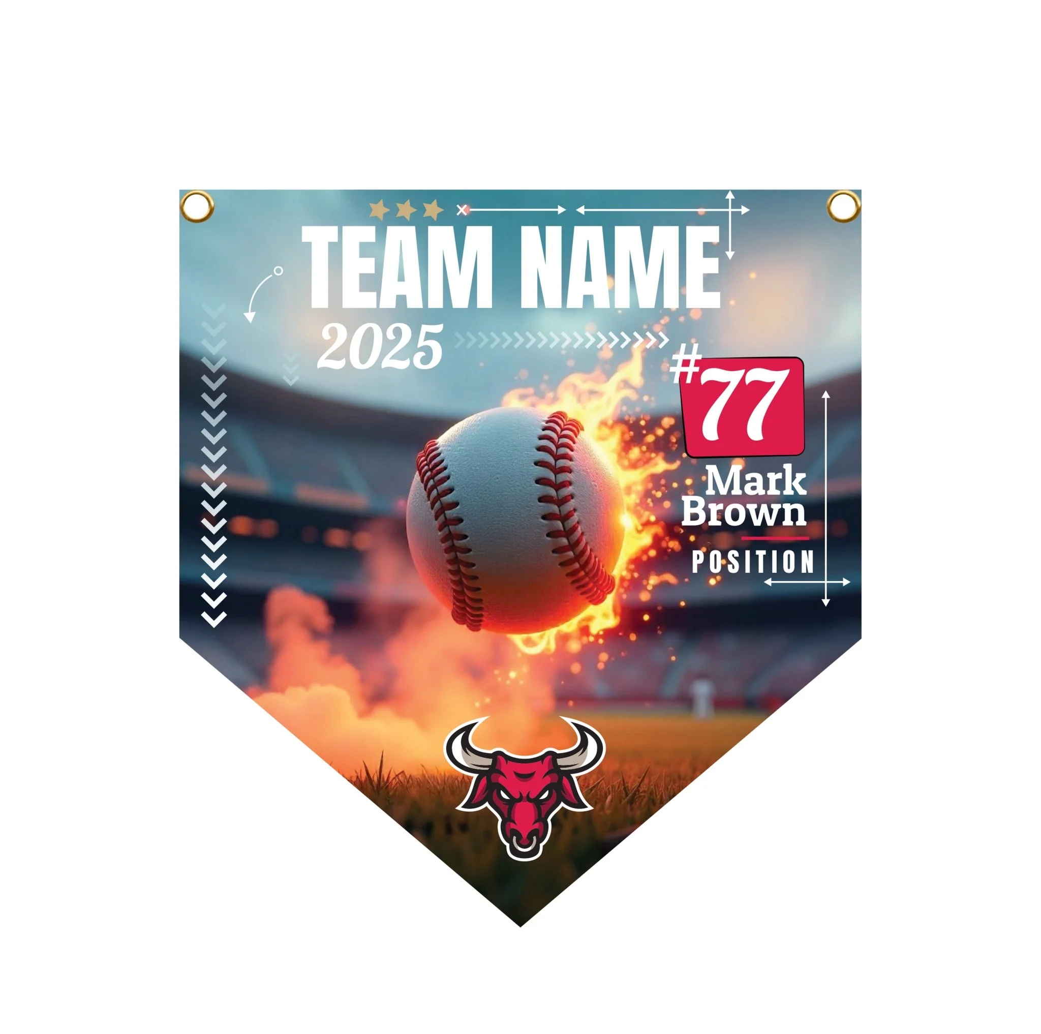 Custom Homeplate Baseball Pennant Banner – 24x26 Inch Personalized Player & Team Sign - Image 2