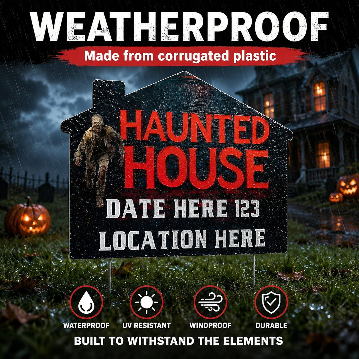 Custom Huanted House Yard Signs | 10-Pack | 20 EZ Stakes Included - Image 5