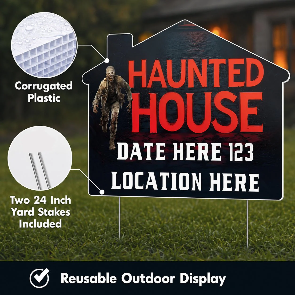 Custom Huanted House Yard Signs | 10-Pack | 20 EZ Stakes Included - Image 8