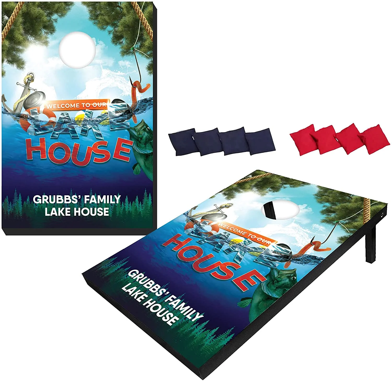 Custom Lake House Cornhole Bag Toss