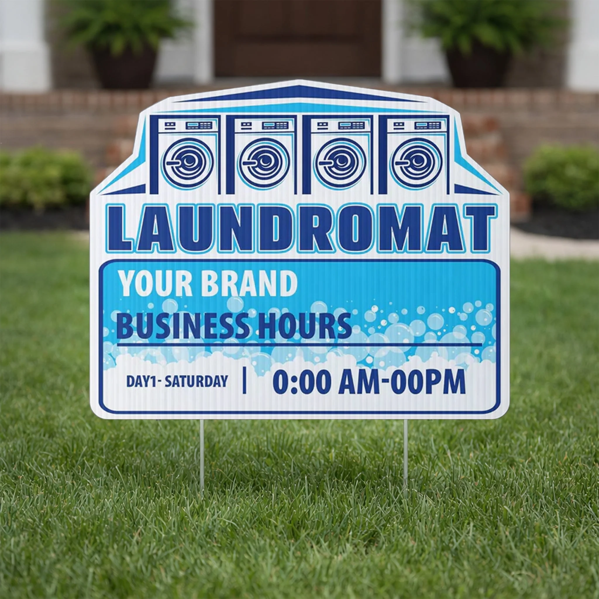 Custom Laundromat Yard Signs | 10-Pack | 20 EZ Stakes Included
