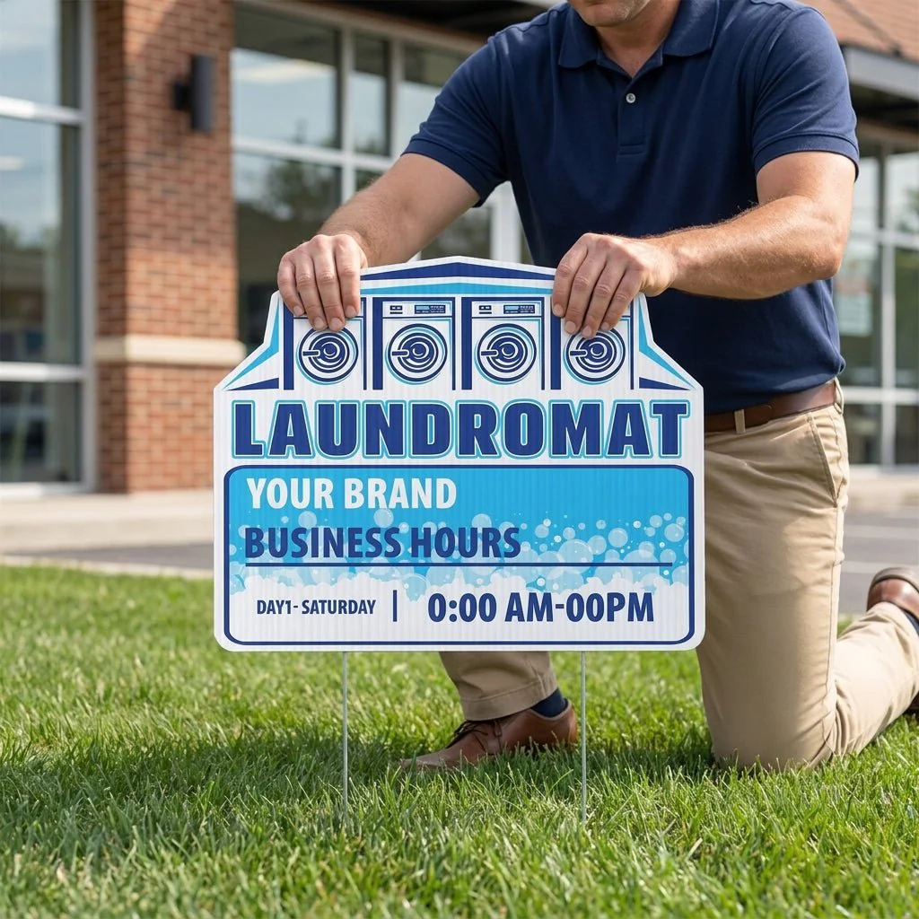 Custom Laundromat Yard Signs | 10-Pack | 20 EZ Stakes Included - Image 3