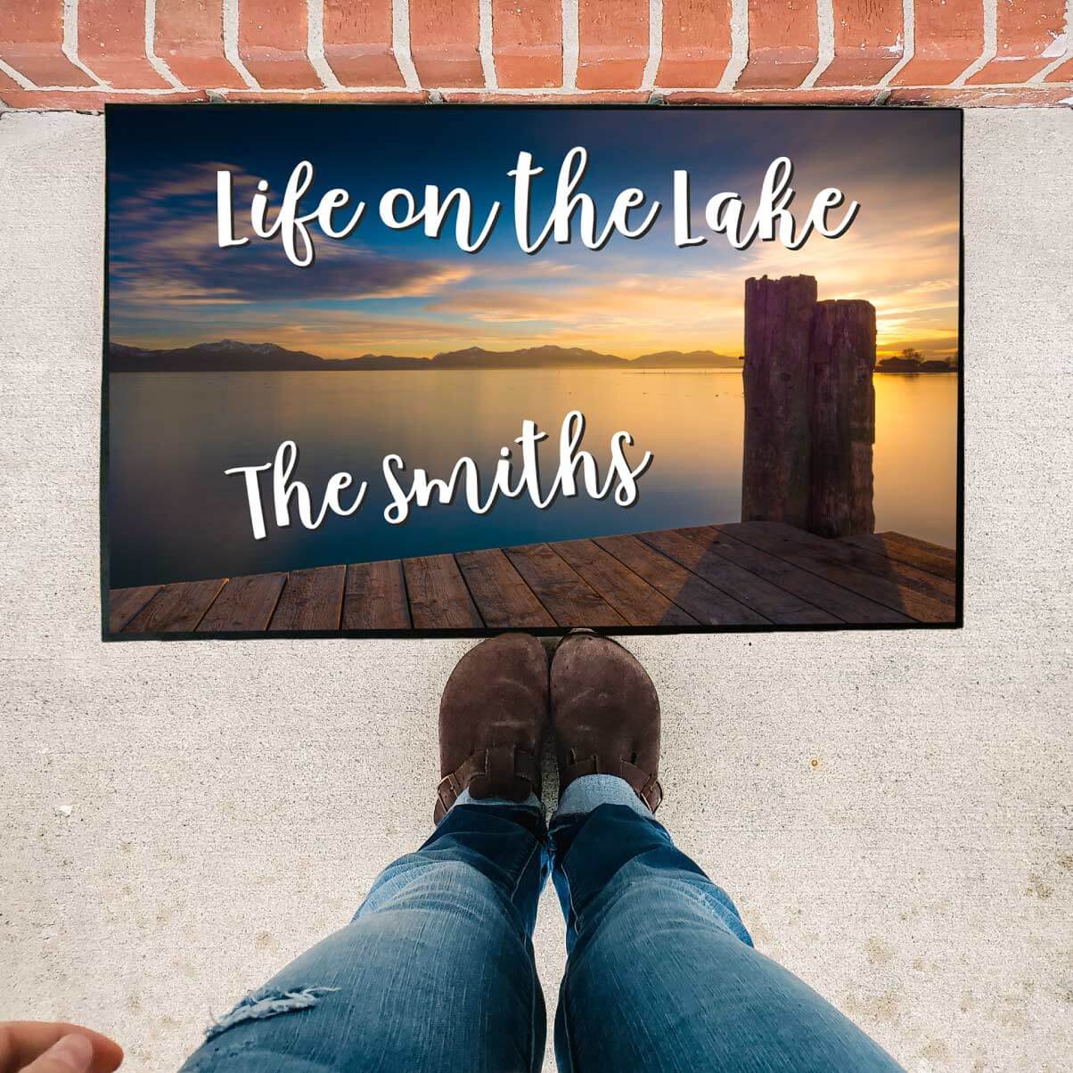 Personalized Life on the Lake Lakehouse Doormat