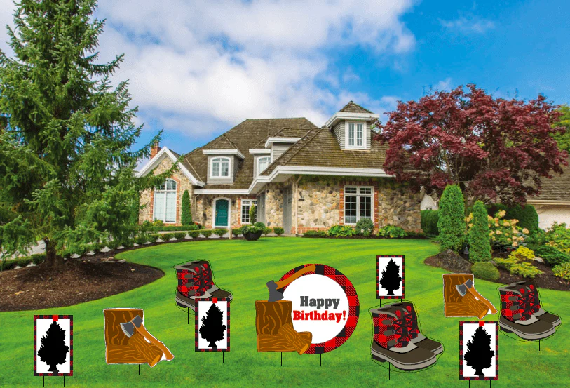 Lumberjack Themed Birthday Yard Decorations 10 piece set
