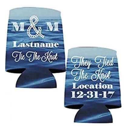Custom Nautical Tie The Knot Wedding Can Cooler - Image 2