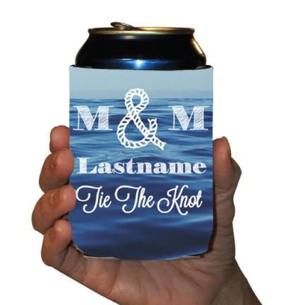Custom Nautical Tie The Knot Wedding Can Cooler - Image 3