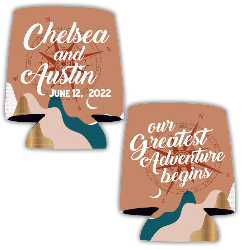 Custom Our Greatest Adventure Wedding Can Cooler - Image 2