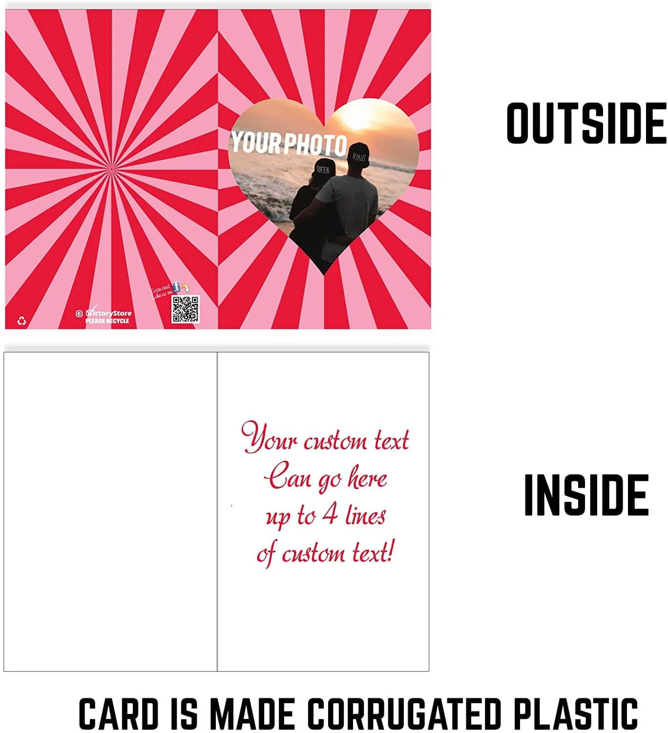 3' Custom Photo Valentine's Day Greeting Card - Image 5