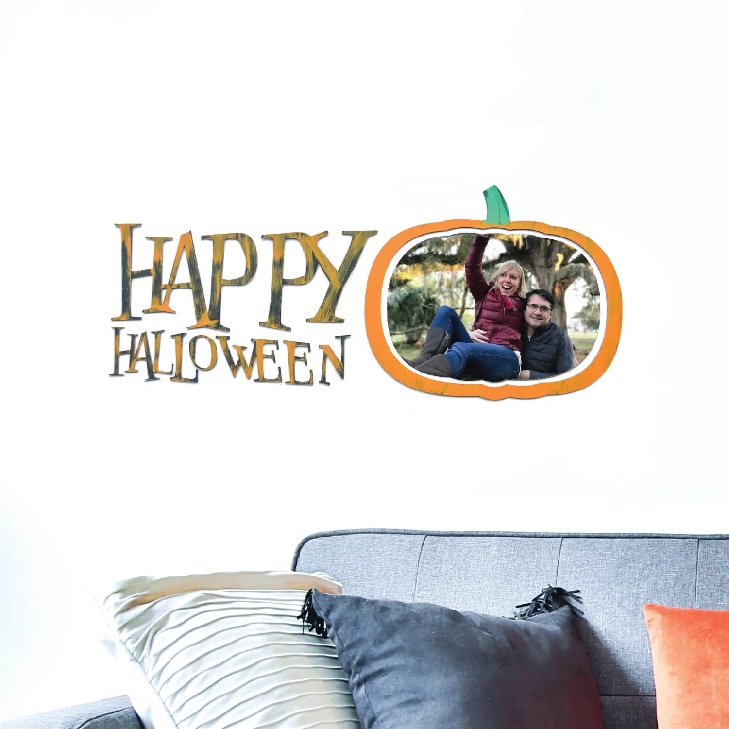 Custom Photo Wall Art with Handpainted Happy Halloween Wall Words (19516)