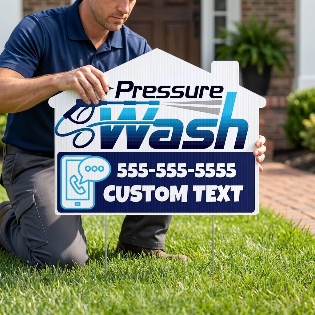 Custom Pressure Wash Yard Signs | 10-Pack | 20 EZ Stakes Included - Image 2