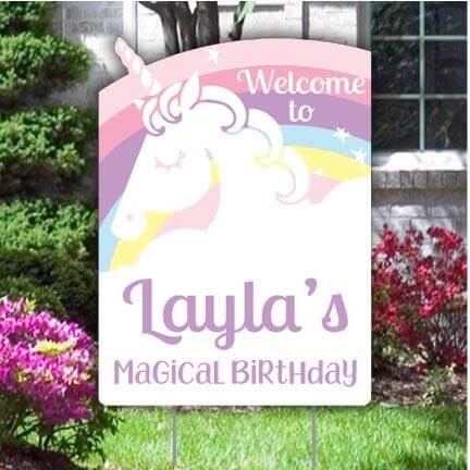 Custom Rainbow Unicorn Party Yard Sign