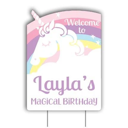 Custom Rainbow Unicorn Party Yard Sign - Image 2
