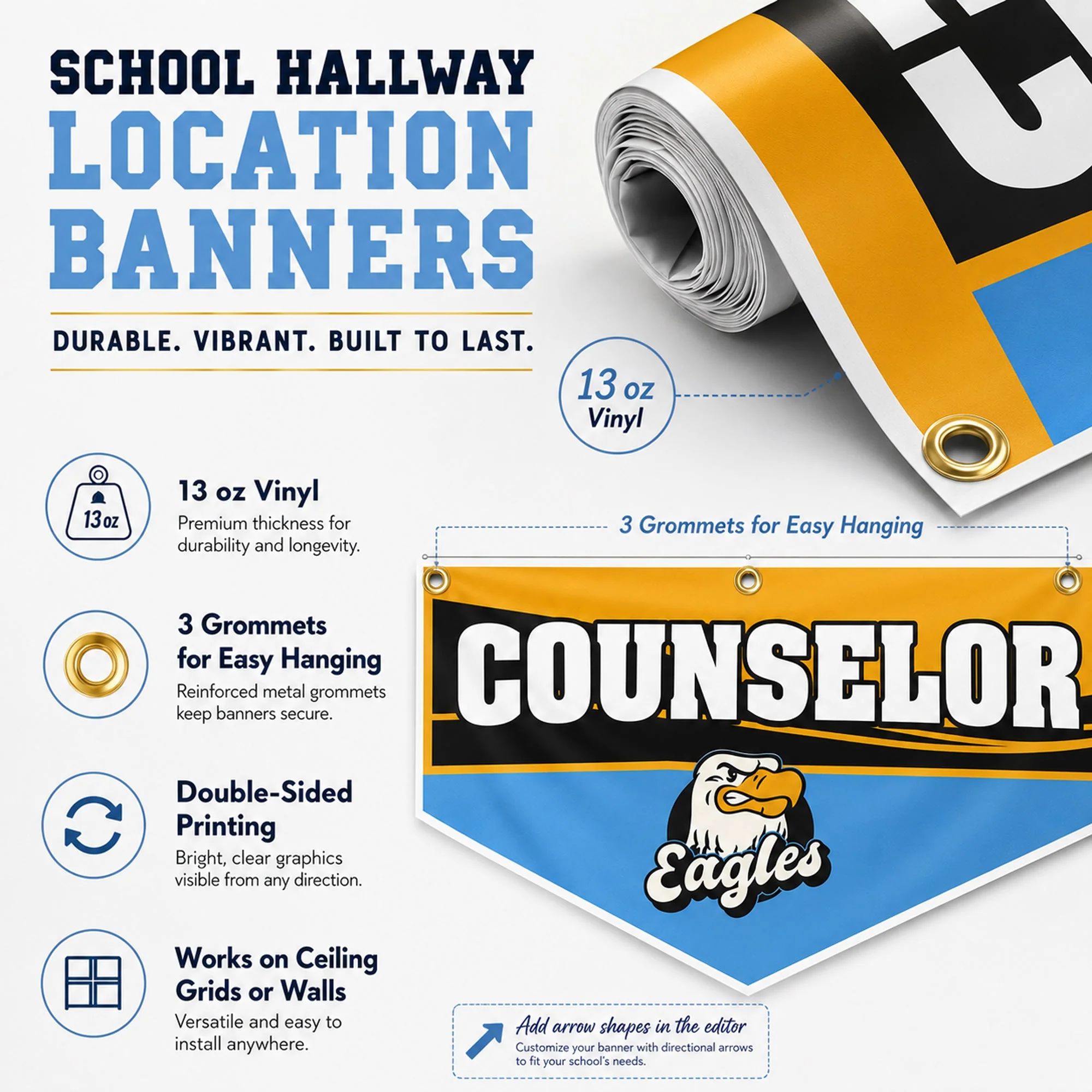School Hallway Location Banners | 2x4 Ft Vinyl Signs with Grommets, Double-Sided - Image 5