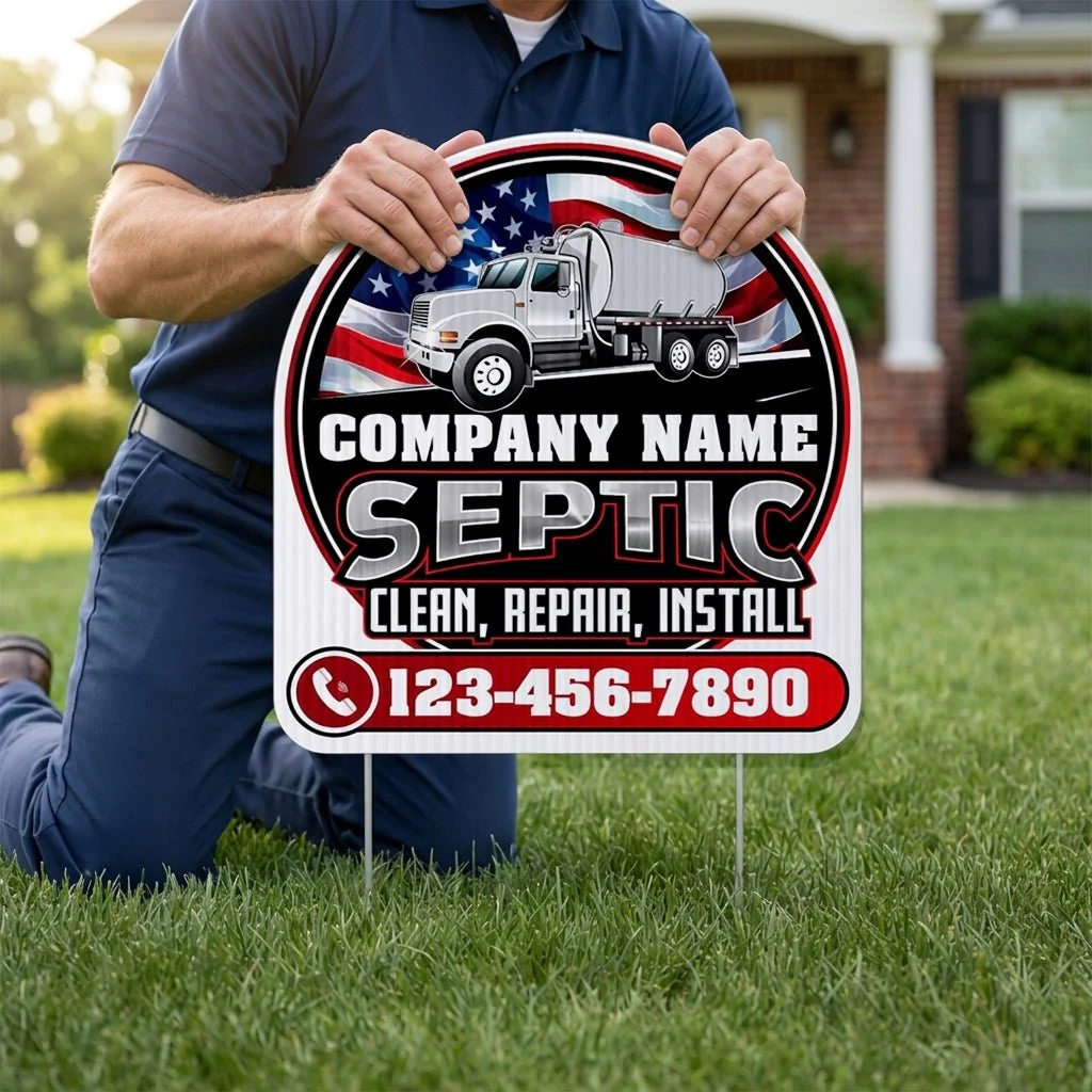 Custom Septic Yard Signs | 10-Pack | 20 EZ Stakes Included - Image 3
