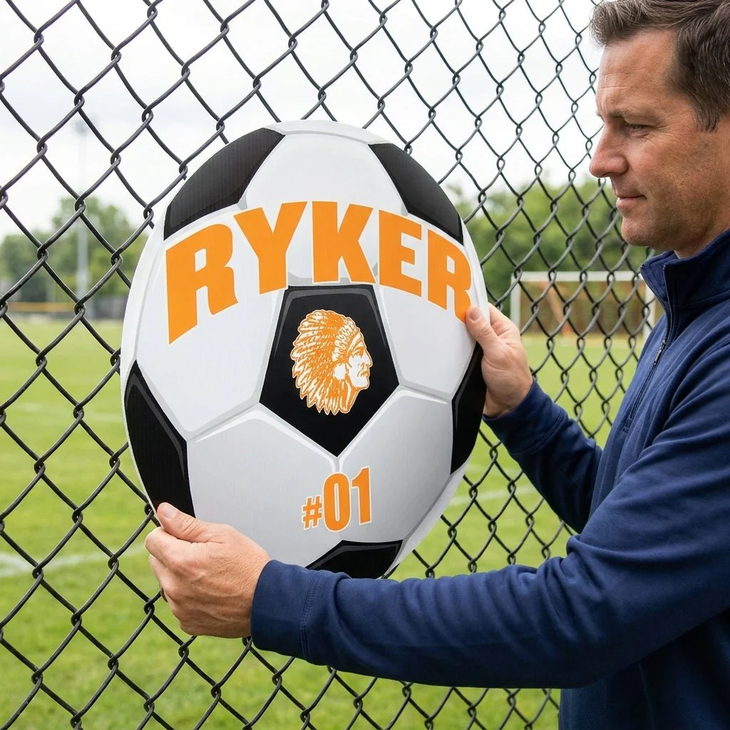 Custom Soccer Ball Player Name, Number and Mascot Fence & Yard Signs - Image 2