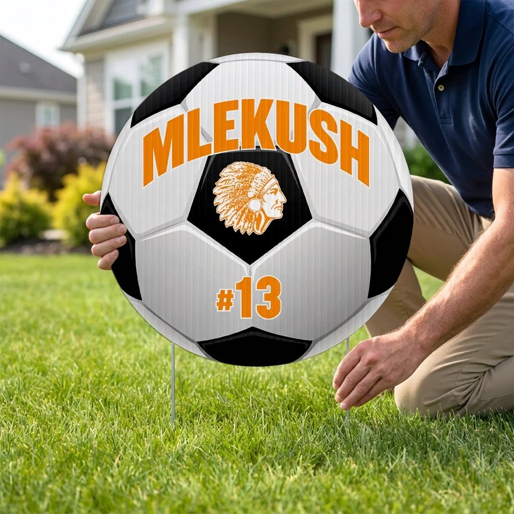 Custom Soccer Ball Player Name, Number and Mascot Fence & Yard Signs - Image 3