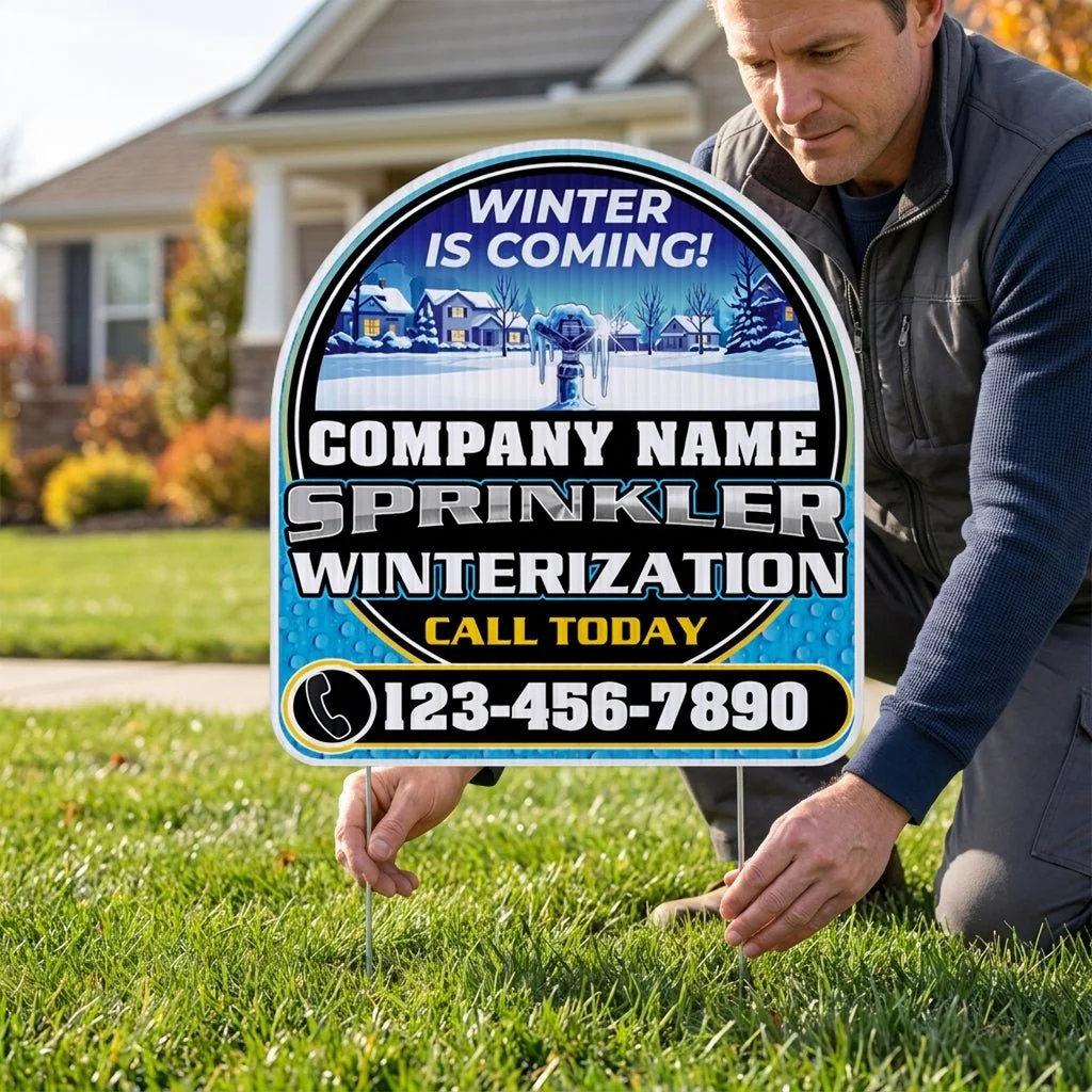 Custom Sprinkler Winterization Yard Signs | 10-Pack | 20 EZ Stakes Included - Image 3