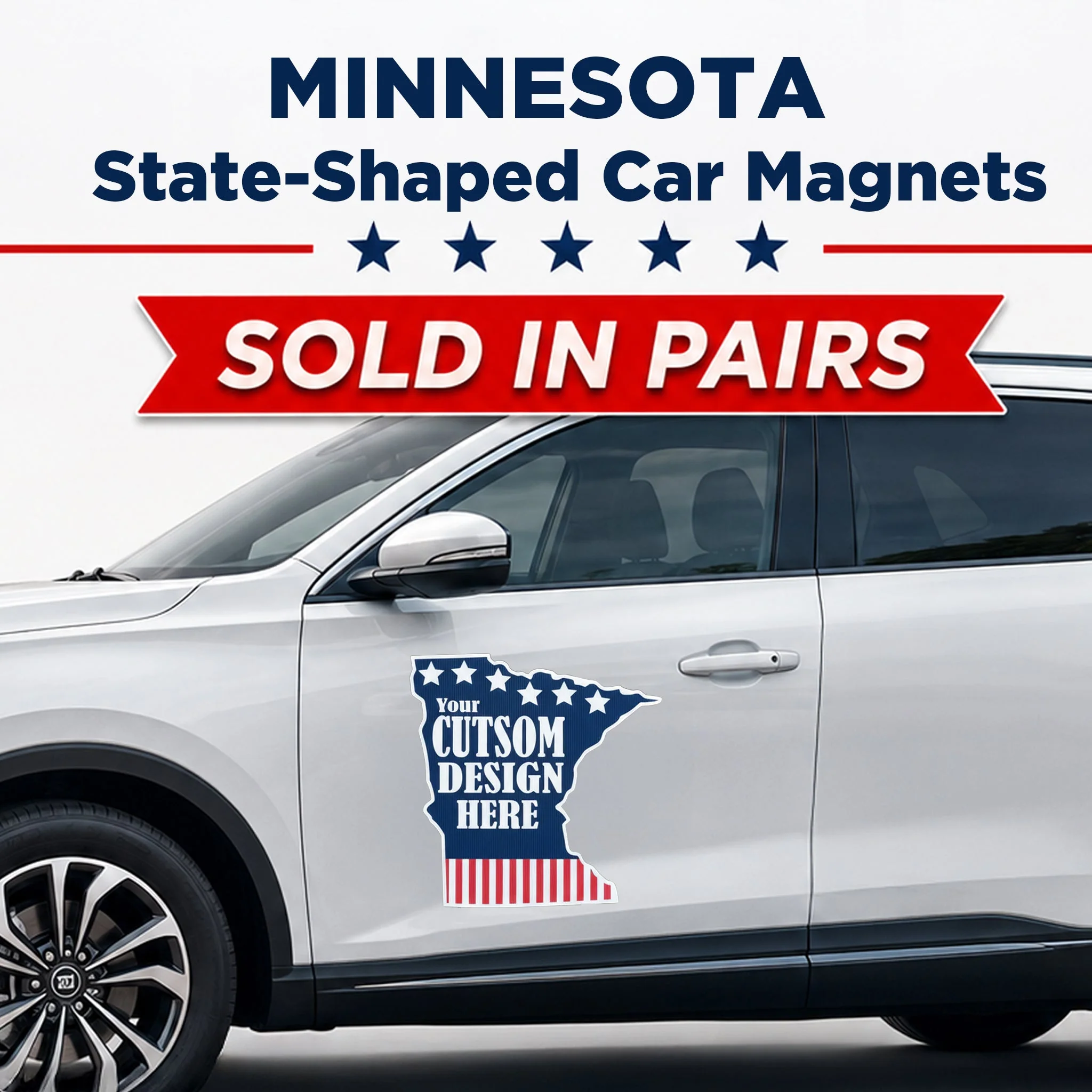 Custom State Shaped Car Magnet (Pair) 22" Magnetic Vehicle Signs by State - Image 24