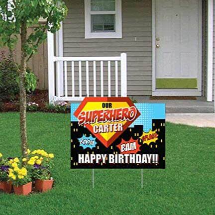 Custom Superhero Birthday Party Yard Sign