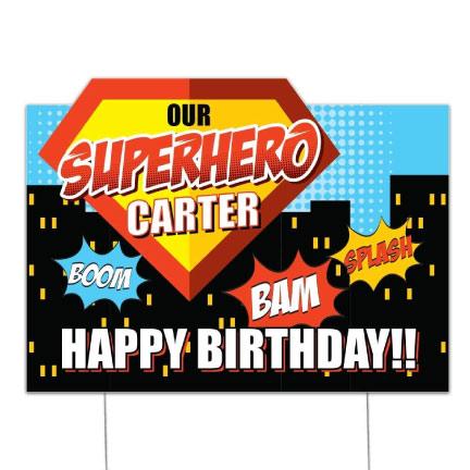 Custom Superhero Birthday Party Yard Sign - Image 3