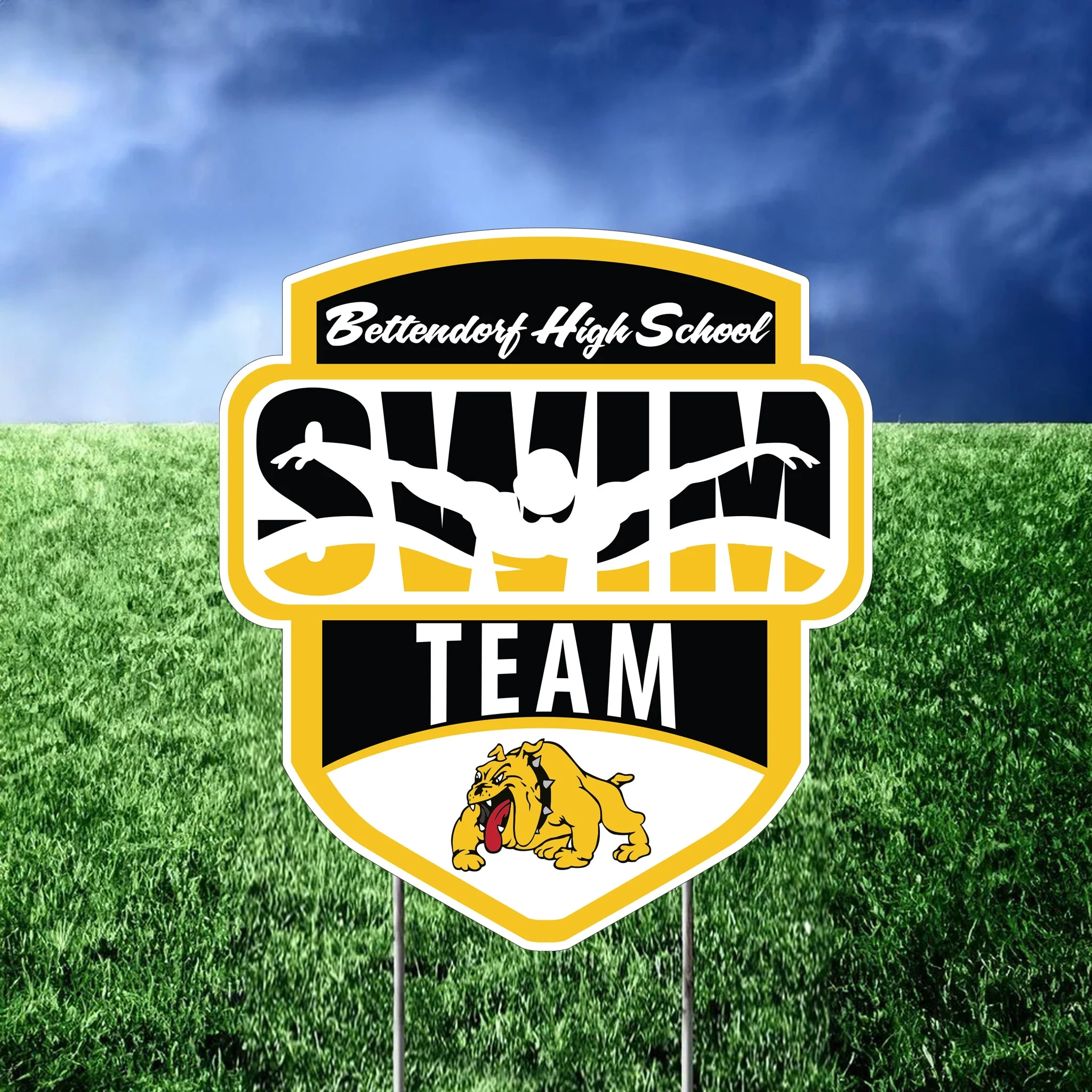 23x20 Custom Swim Team Shield with Banner Yard Sign - Image 3