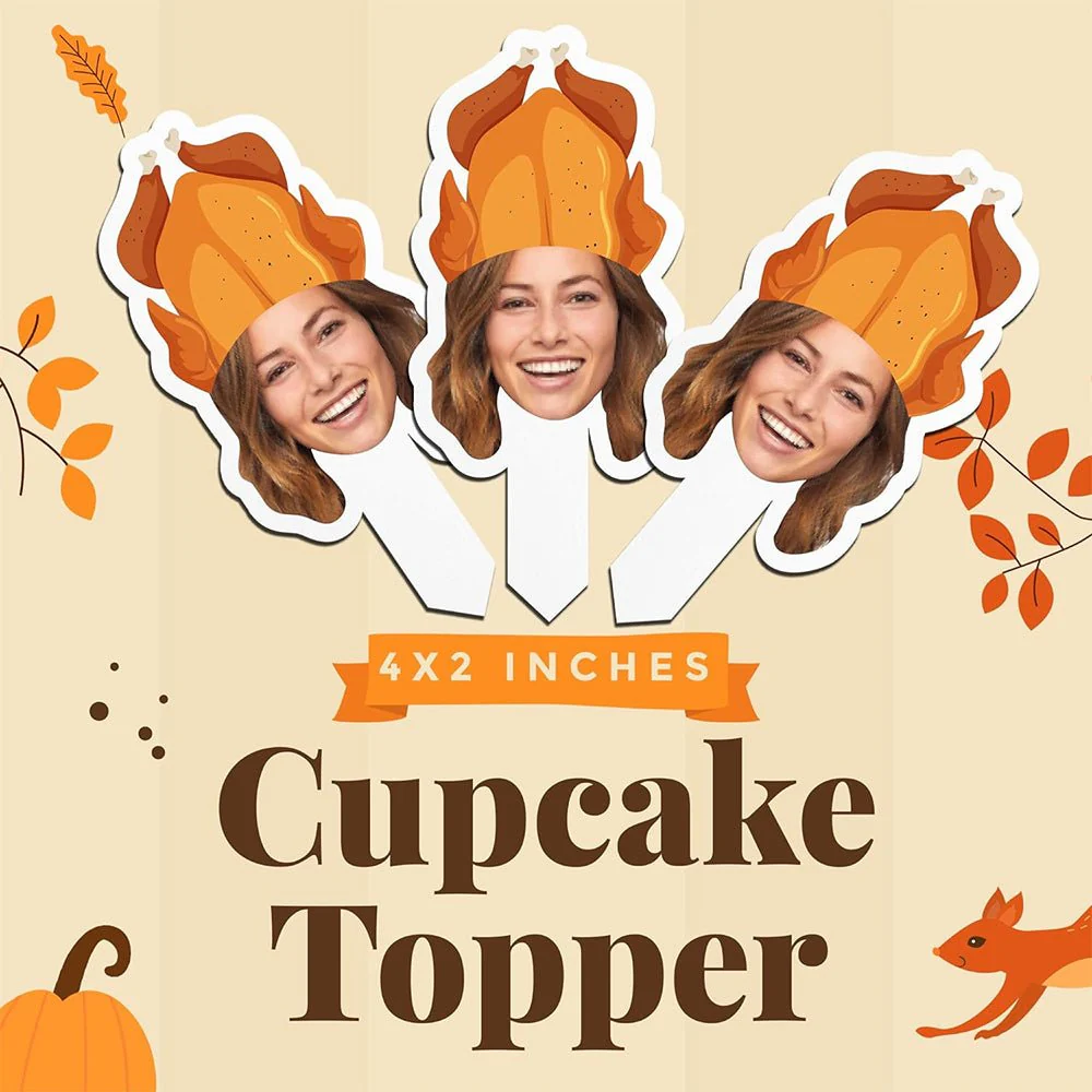 Custom Thanksgiving Cupcake Toppers (Turkey Hat) - Image 5