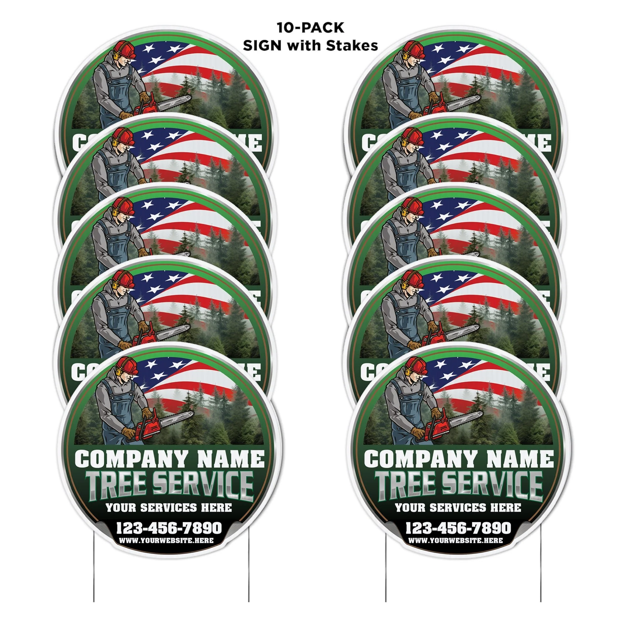 Custom Tree Service Company Yard Signs | 10-Pack | Two Sided| 20 EZ Stakes Included - Image 7