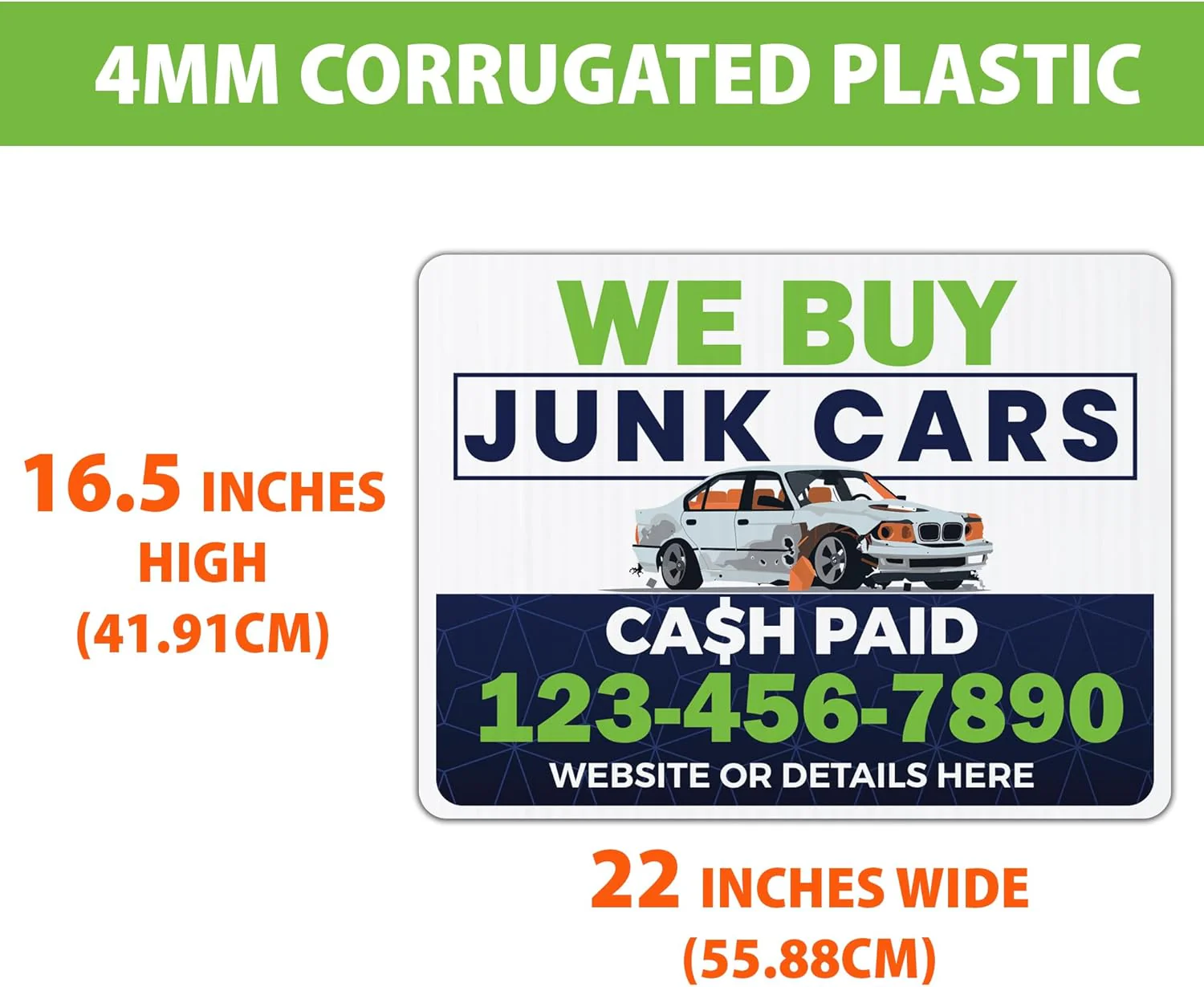 Custom We Buy Junk Cars Yard Signs | 10-Pack | 20 EZ Stakes Included - Image 2