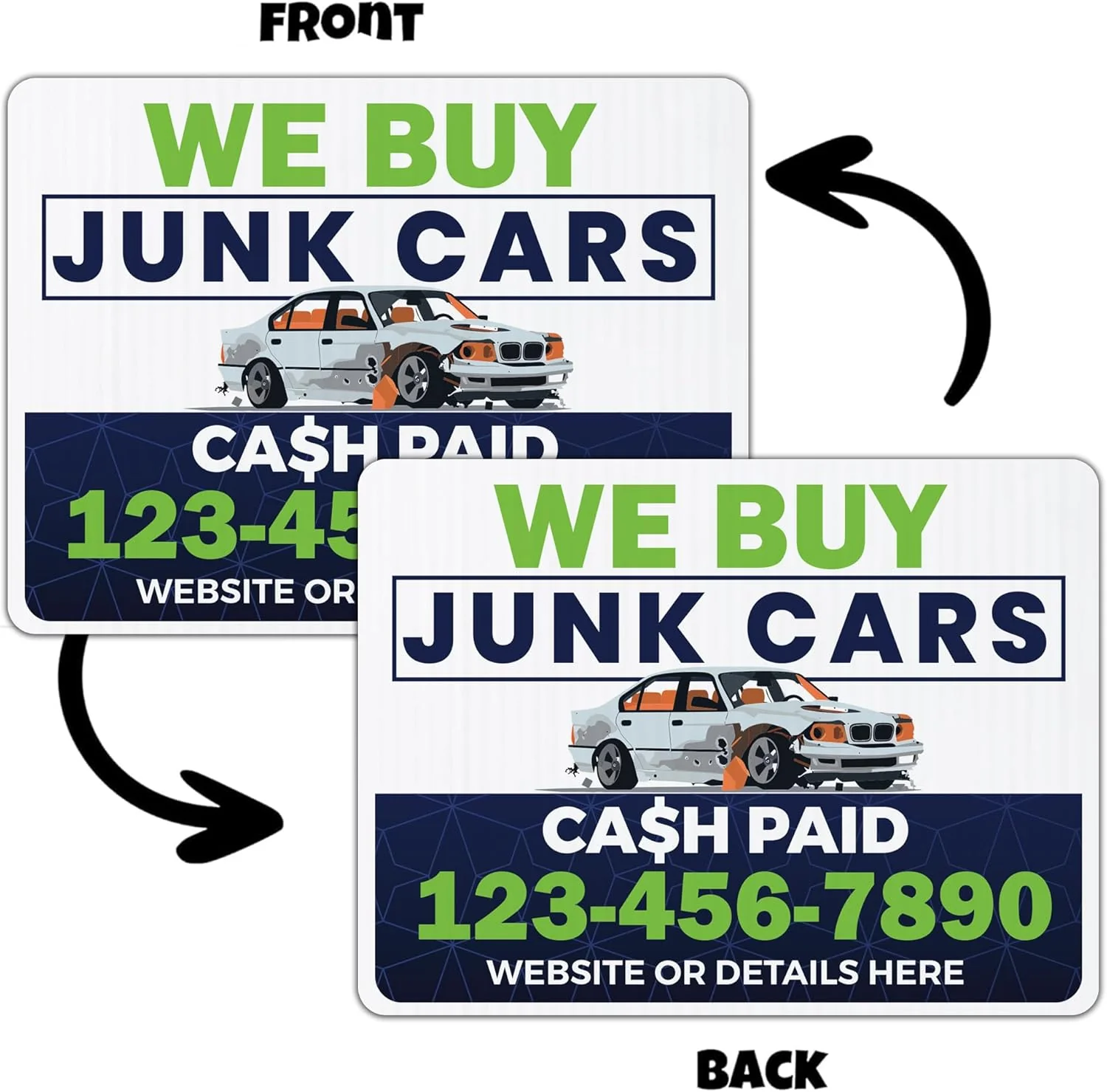 Custom We Buy Junk Cars Yard Signs | 10-Pack | 20 EZ Stakes Included - Image 4
