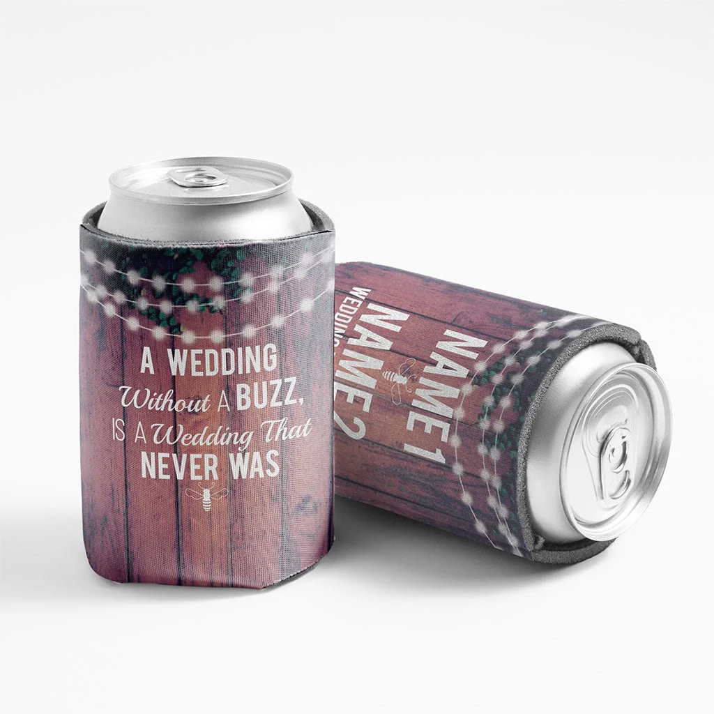 Custom Farm Themed Wedding Can Coolers Pack