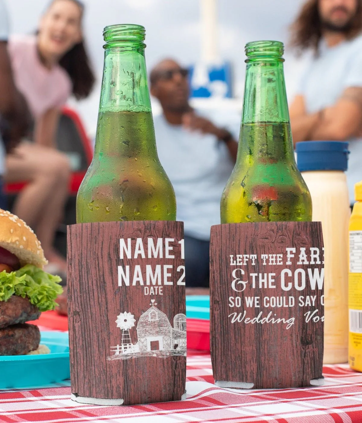 Custom Farm Themed Wedding Can Coolers Pack - Image 3