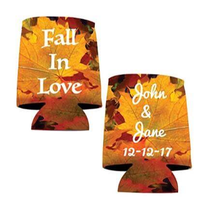 Custom Fall In Love Wedding Can Cooler - Image 2