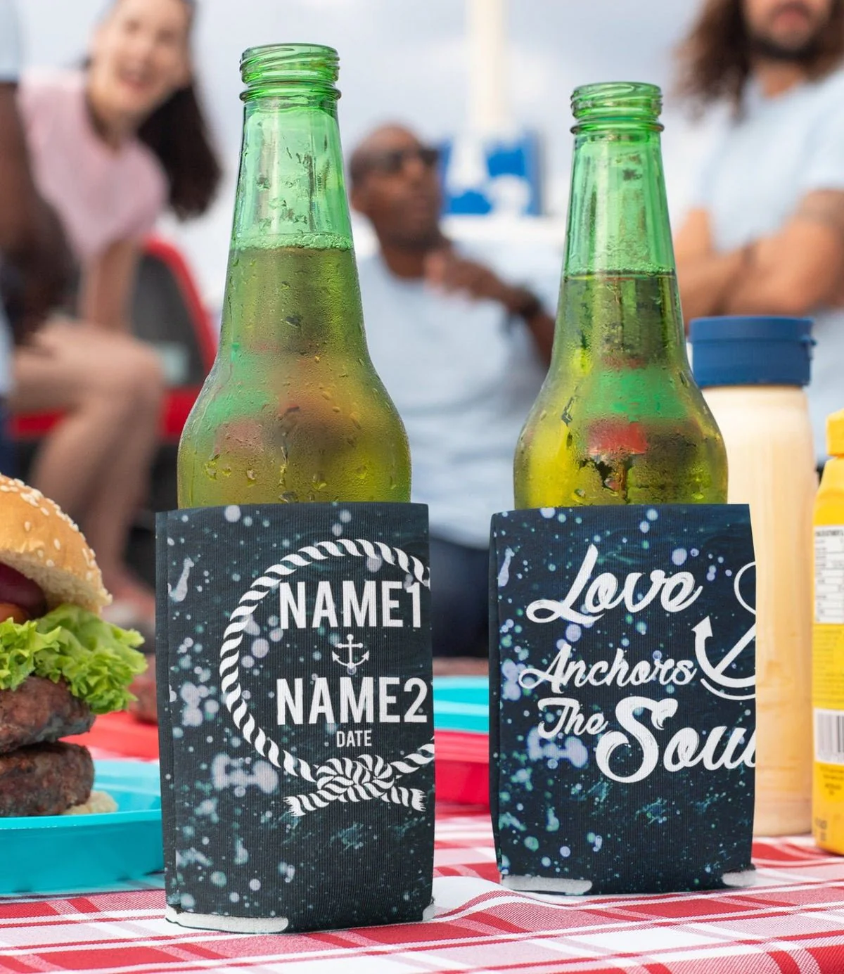 Custom Love Anchors The Soul Nautical Wedding Can Cooler