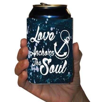 Custom Love Anchors The Soul Nautical Wedding Can Cooler - Image 3