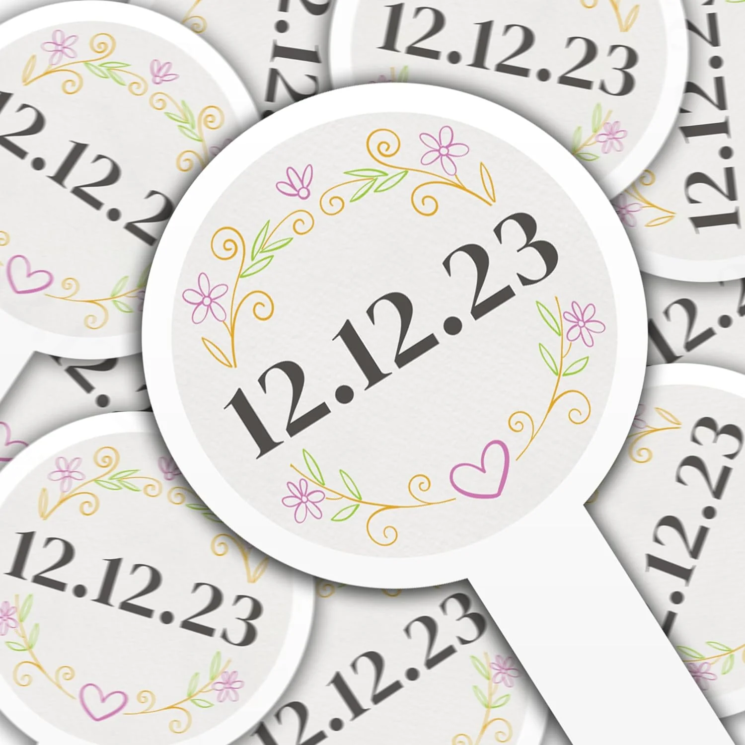 Personalized Floral Wedding Date Cupcake Toppers - Image 5