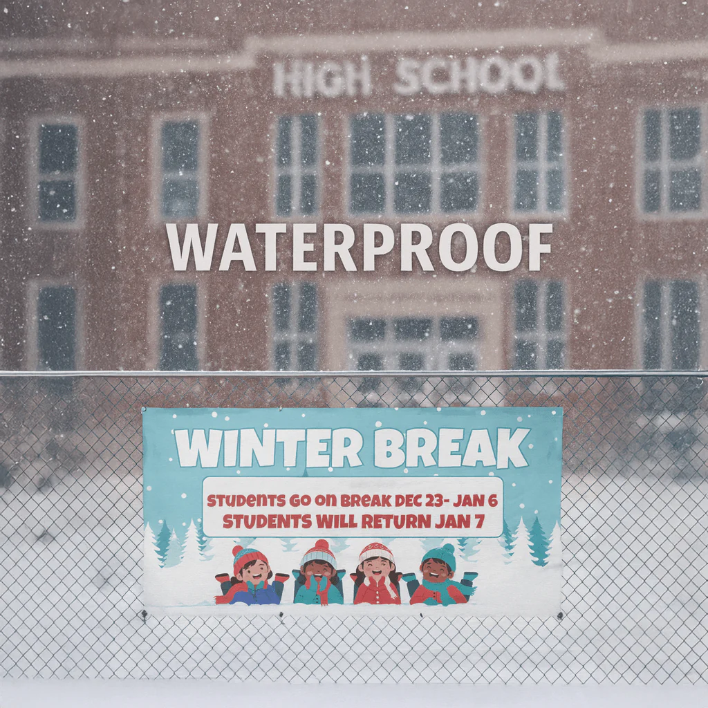 Custom Winter Break Banner for Schools - Waterproof Vinyl Banner with Grommets - Image 5