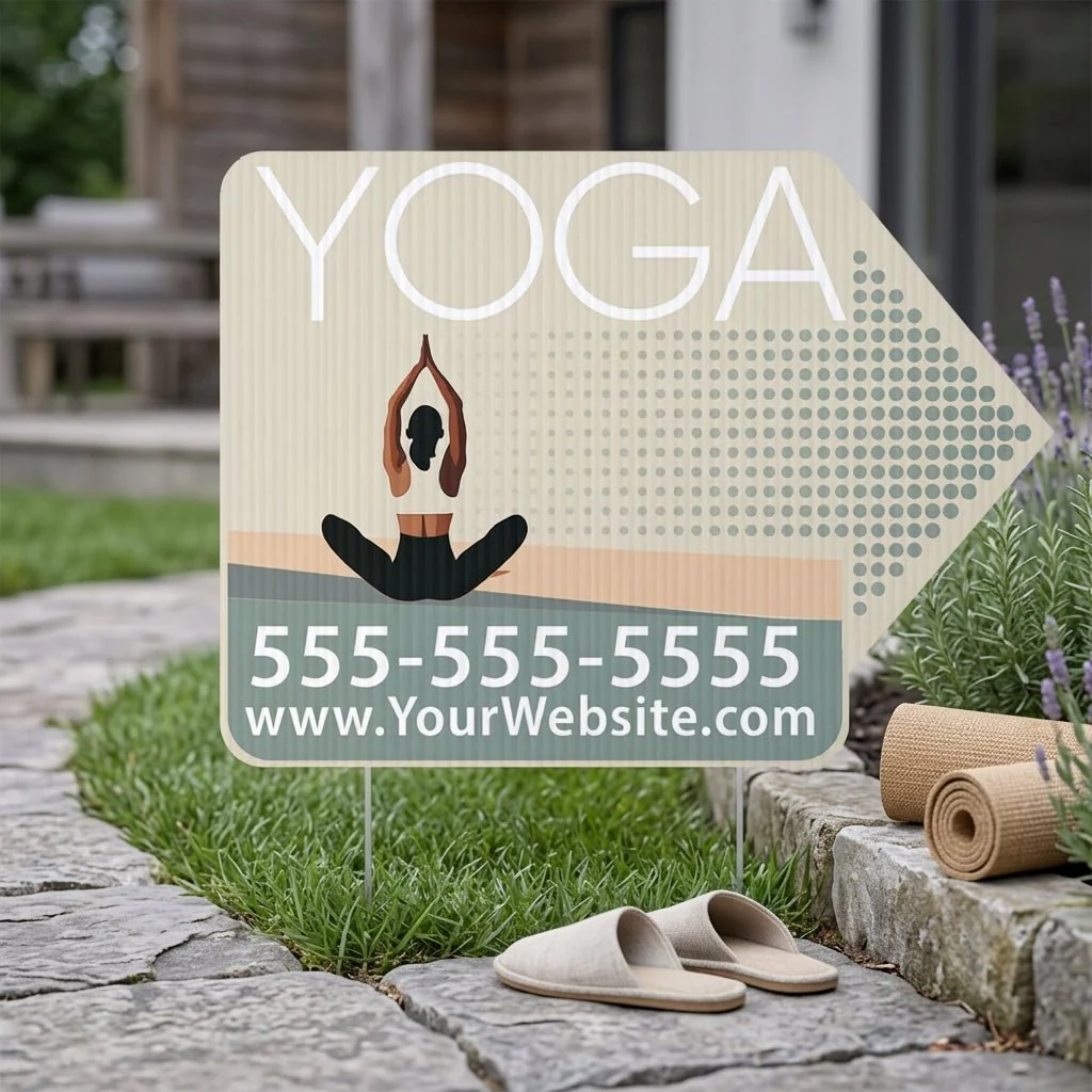 Custom Yoga Directional Yard Signs – 23"x17" | 10-Pack | 20 EZ Stakes Included - Image 3