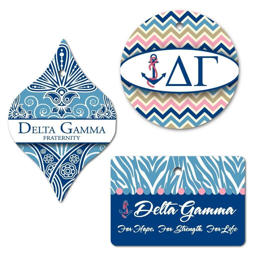 Delta Gamma Ornament Set of 3 Shapes