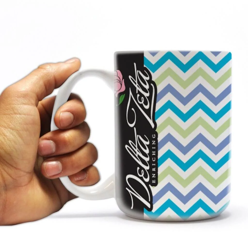 Delta Zeta 15oz Chevron Coffee Mug