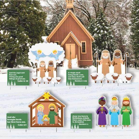 Deluxe Christmas Nativity Scene Giant Yard Decoration - 8 pc Set