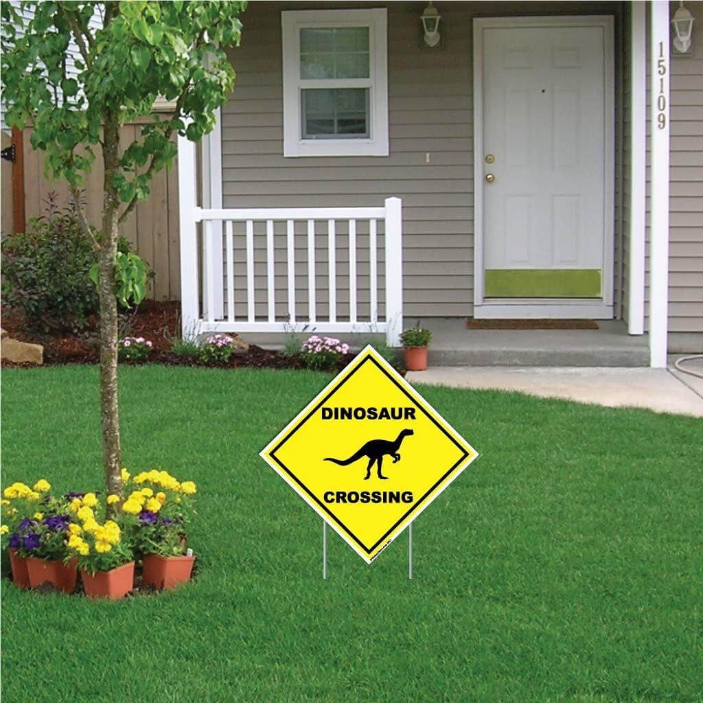 Dinosaur Crossing Sign or Sticker