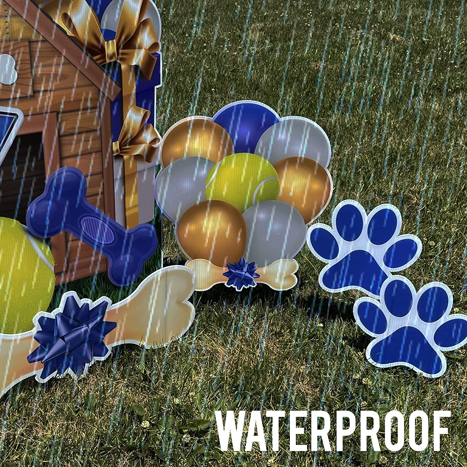 Dog Birthday Party Yard Sign, Let's Pawty Oversized EZ Yard Cards, Dog Gotcha Day Yard Card, Blue - Image 4