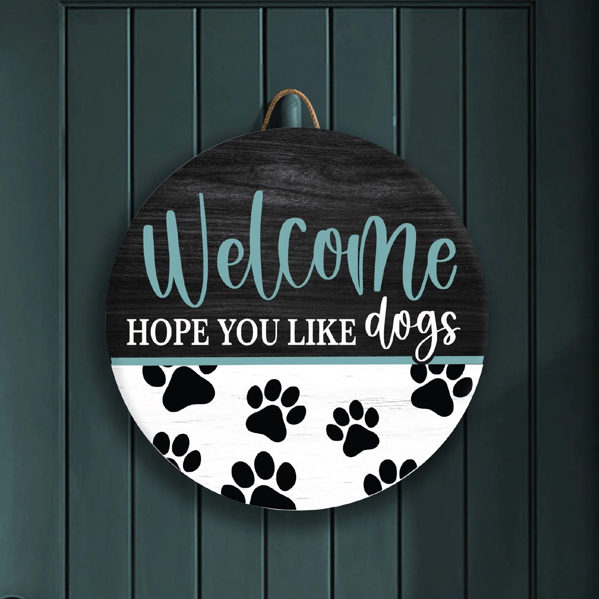 Hope You Like Dogs Front Door Decor – 15.75" Round Hanging Sign | UV-Printed, Durable Fiberboard